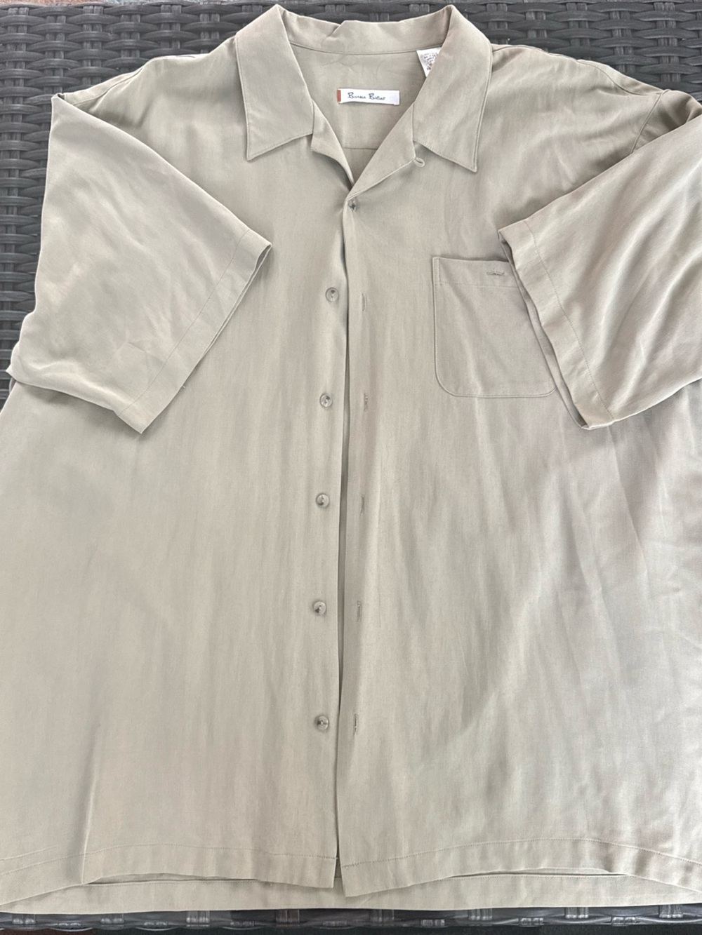 Burma Bibas SILK Short Sleeve Camp Shirt in Olive XXL